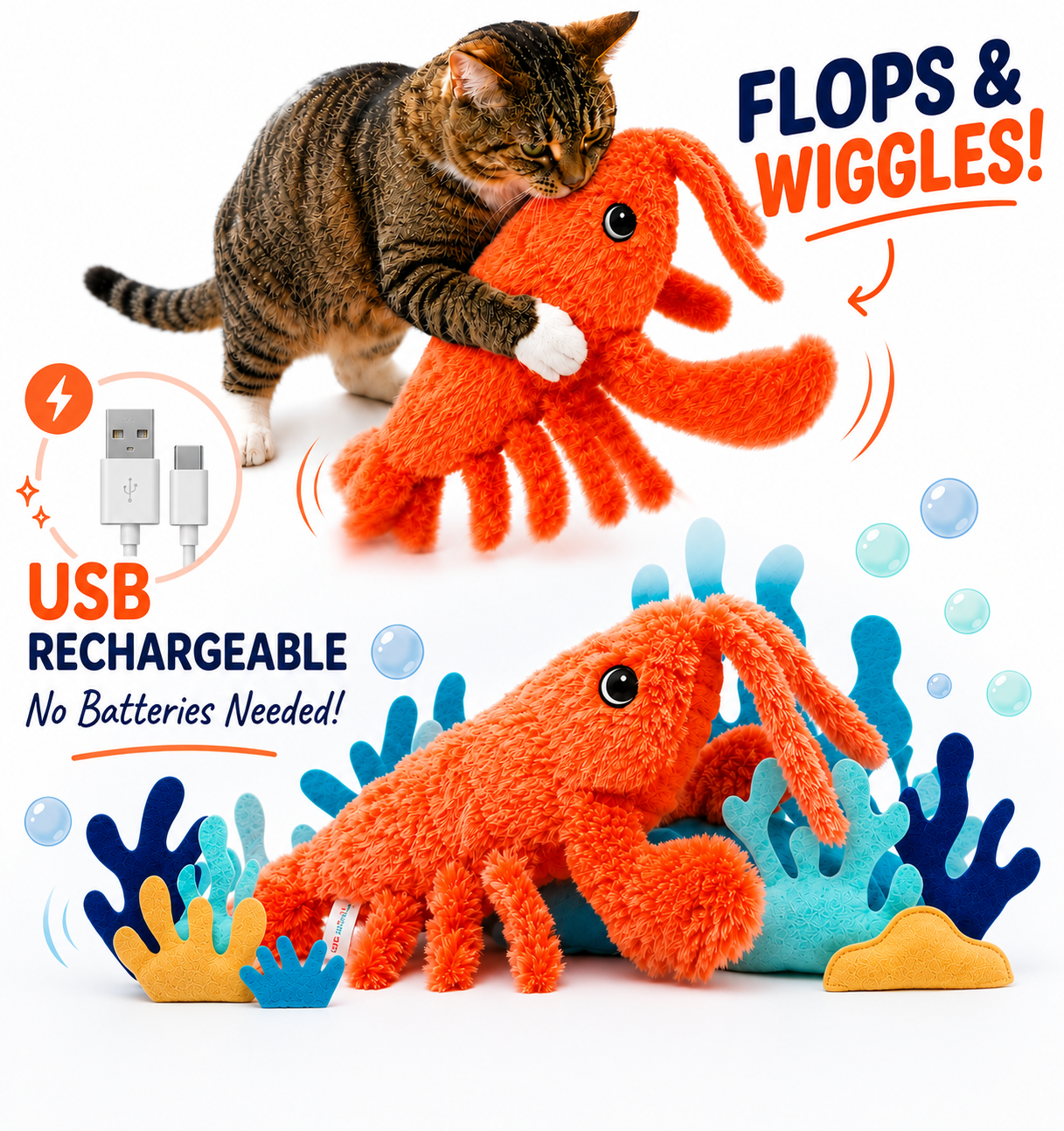 Electric Jumping Shrimp Cat Toy