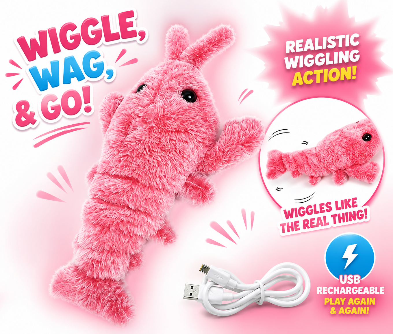 Electric Jumping Shrimp Usb Charging Lobster Cat Toy